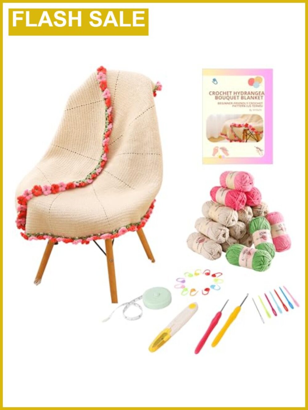 Learn to Crochet Blanket Kit Beginner Throw Yarn Hook Instructions DIY Craft